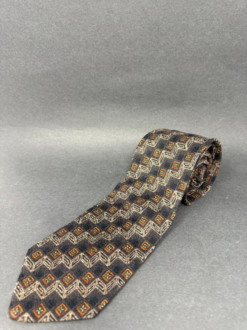 Ermenegildo Zegna Mens Tie Luxury Italy 40" Dress Cube Geometric AOP Preppy